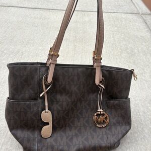 Michael Kors Jet Set Tote Brown MK Monogram Shoulder Bag